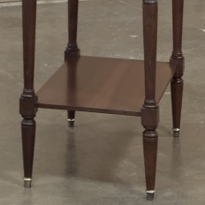 Antique French Directoire Mahogany End Table with Carrara Marble