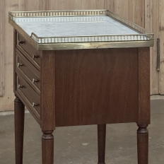 Antique French Directoire Mahogany End Table with Carrara Marble