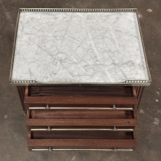 Antique French Directoire Mahogany End Table with Carrara Marble