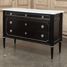 Antique French Louis XVI Mahogany Commode with Carrara Marble