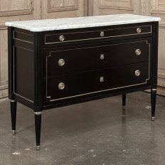 Antique French Louis XVI Mahogany Commode with Carrara Marble