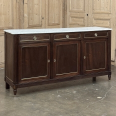 Antique French Louis XVI Mahogany Buffet ~ Credenza with Carrara Marble