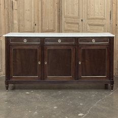 Antique French Louis XVI Mahogany Buffet ~ Credenza with Carrara Marble