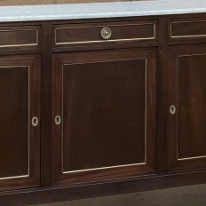 Antique French Louis XVI Mahogany Buffet ~ Credenza with Carrara Marble
