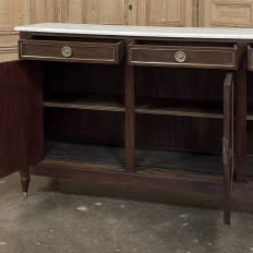 Antique French Louis XVI Mahogany Buffet ~ Credenza with Carrara Marble