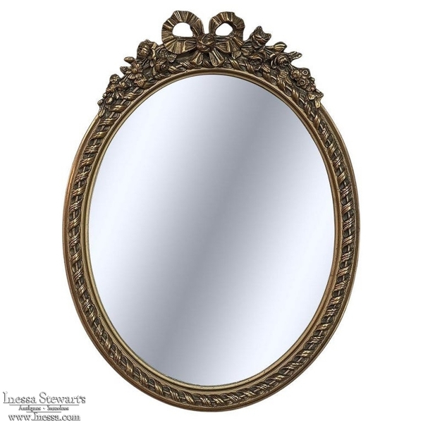 Antique French Louis XVI Gilded Oval Wall Mirror