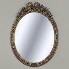 Antique French Louis XVI Gilded Oval Wall Mirror