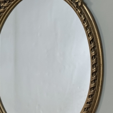 Antique French Louis XVI Gilded Oval Wall Mirror