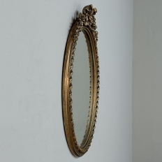 Antique French Louis XVI Gilded Oval Wall Mirror