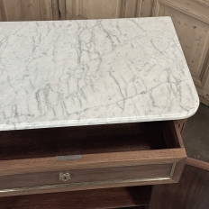 Antique French Directoire Style Mahogany Cabinet with Carrara Marble