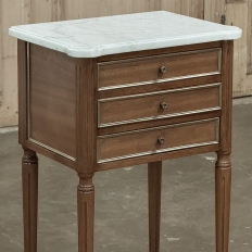 Antique French Directoire Mahogany End Table with Carrara Marble