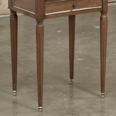 Antique French Directoire Mahogany End Table with Carrara Marble