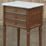 Antique French Directoire Mahogany End Table with Carrara Marble