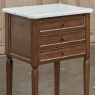 Antique French Directoire Mahogany End Table with Carrara Marble