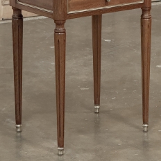 Antique French Directoire Mahogany End Table with Carrara Marble