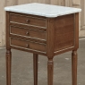 Antique French Directoire Mahogany End Table with Carrara Marble