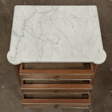 Antique French Directoire Mahogany End Table with Carrara Marble