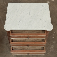 Antique French Directoire Mahogany End Table with Carrara Marble