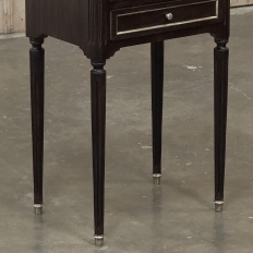 Antique French Directoire Mahogany End Table with Carrara Marble