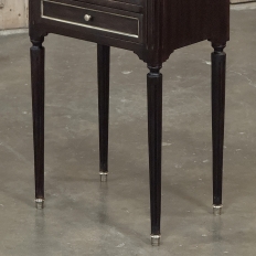 Antique French Directoire Mahogany End Table with Carrara Marble