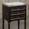 Antique French Directoire Mahogany End Table with Carrara Marble