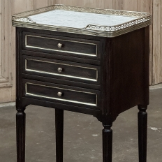 Antique French Directoire Mahogany End Table with Carrara Marble