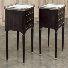 Antique French Directoire Mahogany End Table with Carrara Marble