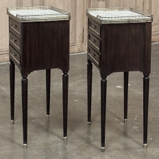 Antique French Directoire Mahogany End Table with Carrara Marble