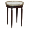 Antique French Louis XVI Round Mahogany End Table with Carrara Marble