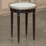 Antique French Louis XVI Round Mahogany End Table with Carrara Marble