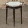 Antique French Louis XVI Round Mahogany End Table with Carrara Marble