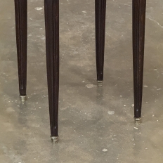 Antique French Louis XVI Round Mahogany End Table with Carrara Marble