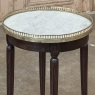 Antique French Louis XVI Round Mahogany End Table with Carrara Marble