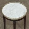 Antique French Louis XVI Round Mahogany End Table with Carrara Marble