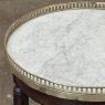 Antique French Louis XVI Round Mahogany End Table with Carrara Marble