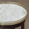 Antique French Louis XVI Round Mahogany End Table with Carrara Marble