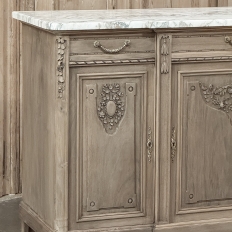 Antique French Louis XVI Marble Top Buffet in Stripped Walnut