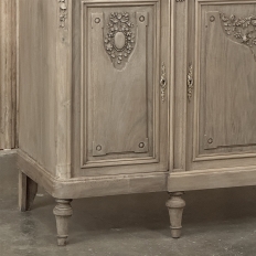 Antique French Louis XVI Marble Top Buffet in Stripped Walnut