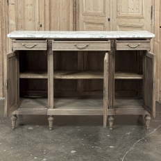 Antique French Louis XVI Marble Top Buffet in Stripped Walnut