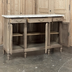 Antique French Louis XVI Marble Top Buffet in Stripped Walnut