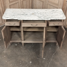 Antique French Louis XVI Marble Top Buffet in Stripped Walnut