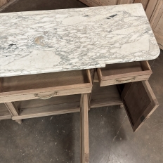 Antique French Louis XVI Marble Top Buffet in Stripped Walnut