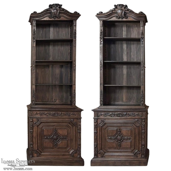 PAIR Monumental French Louis XIV Bookcases ~ Bibliotheques