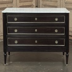 Antique French Louis XVI Mahogany Commode with Carrara Marble