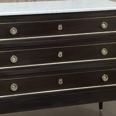 Antique French Louis XVI Mahogany Commode with Carrara Marble