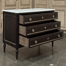 Antique French Louis XVI Mahogany Commode with Carrara Marble