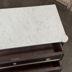 Antique French Louis XVI Mahogany Commode with Carrara Marble