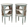 Pair 19th Century French Louis XVI Painted Oval End Tables with Marble