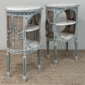 Pair 19th Century French Louis XVI Painted Oval End Tables with Marble