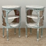 Pair 19th Century French Louis XVI Painted Oval End Tables with Marble